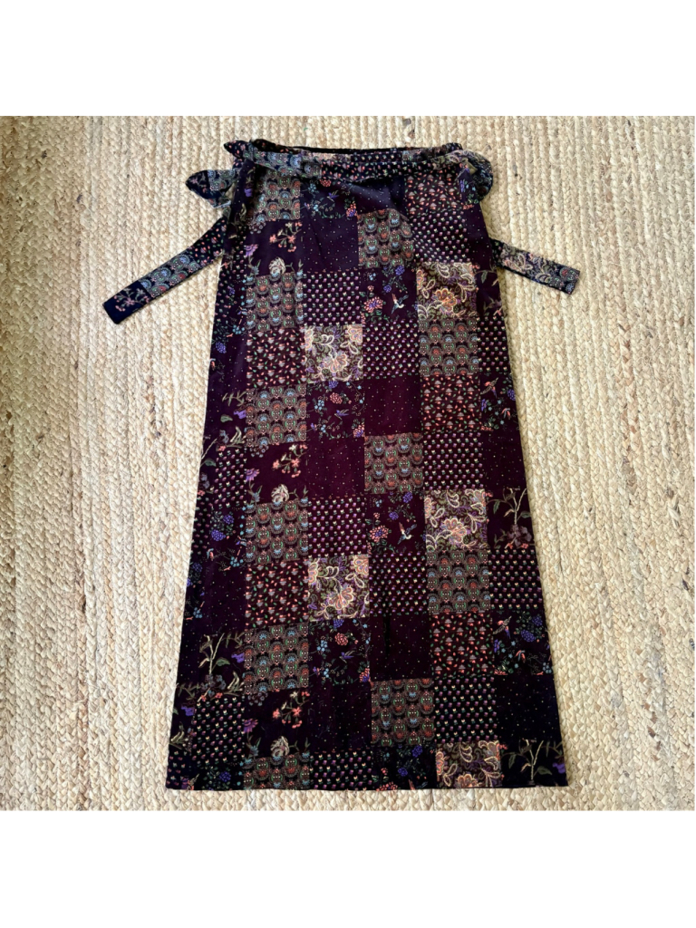 Vintage 70s Copley Square Ltd velvet patchwork pattern maxi skirt - Picture 3 of 4
